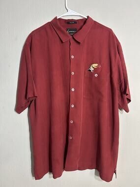 Vintage Luau Silk Hawaiian Shirt Mens XL Toucan Tequila Camp Collar Aloha